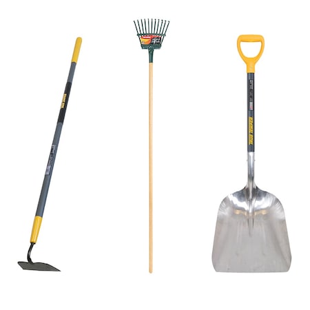 True Temper Steel Hoe, Shrub Rake and Aluminum Scoop, 3-Piece Seasonal Clean-up Set 10000-07596