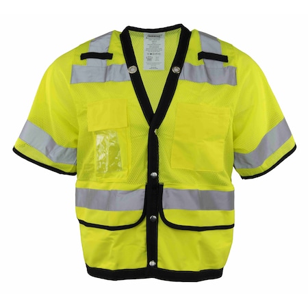 Ironwear Hi-Vis Safety Vest w/Sleeves M Class 3 , Snap 8 Pockets, ID Window 1280-LS-RD-CID-MD