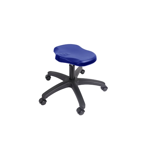 Blue Ridge Ergonomics Polyurethane Ray Stool - Desk Height with Casters in Blue Polyurethane PRPDHSL-RG-RC-BLU