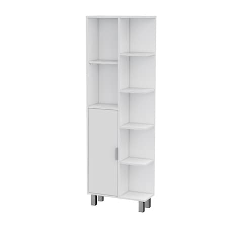 Homeroots 63in White Wood Accent Cabinet With Single Door 552293