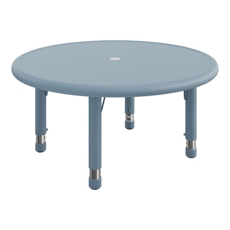 Flash Furniture Commercial Plastic Adjustable Height Classroom Activity Table-Dusty Blue, 33 in RD YU-YCX-007-2-ROUND-TBL-DSTYBL-GG