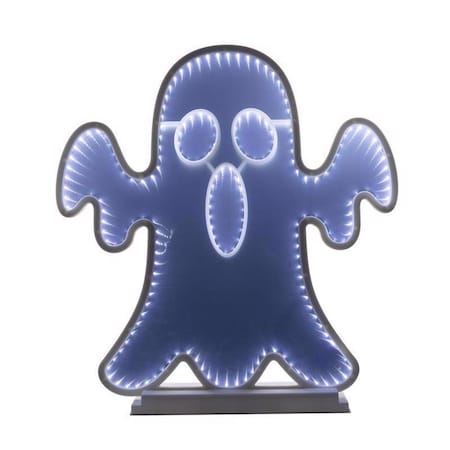 Celebrations Halloween White 23 in. LED Prelit Ghost Infinity Halloween Decor 22-09009A