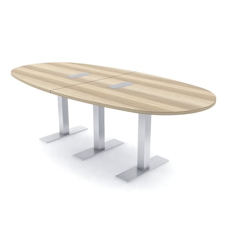 Skutchi Designs 8ft Boval Conference Table With Power | Harmony Series | 8 Person Meeting Room Table HAR-BOVL-48X96-T-K525-ESIL