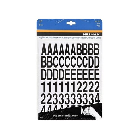 Hillman Adhesive House Letter & Number Pack, Black Vinyl, 1-In. 847212