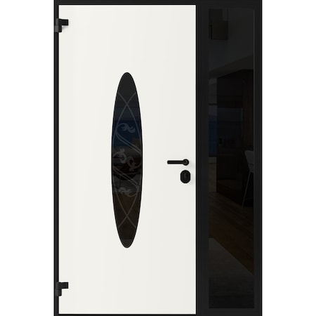 Vdomdoors Front Exterior Prehung Steel Door Ronex1277 Black Enamel Sidelight Exterior Window Sidelite RONEX1277EXD-BLK-W36+12xH80-RH-I