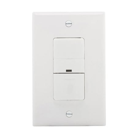 Eaton Wiring Devices Vacancy Sensor Switch, 5 A, 120 V, 1 -Pole, Motion Sensor, 180 deg Sensing VS306U-W