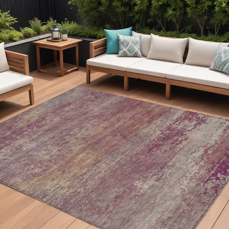 Homeroots 8' X 10' Merlot Beige And Blush Abstract Washable Indoor Outdoor Area Rug 630840