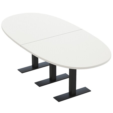 Skutchi Designs 8ft Conference Table With Power Unit | 8 Person Modular Boval Meeting Table | Harmony Series HAR-BOVL-48X96-T.BK-W960-NA