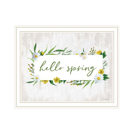 Homeroots Hello Spring White Framed Print Wall Art 530059