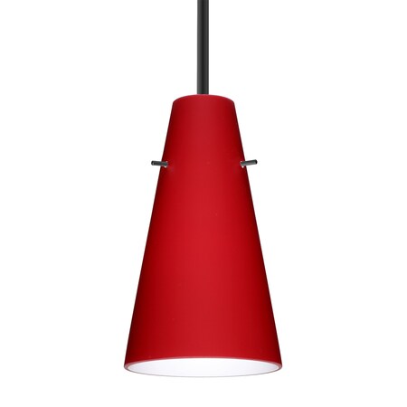 Besa Lighting Besa Cierro Stem Pendant, Ruby Matte, Black Finish, 1x 100W MAX E26 Base 1TT-4124RM-BK