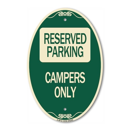 Signmission Campers Only, 12 Inch X 18 Inch Architectural Oval, Heavy Gauge Aluminum A-OV-G-1218-24289