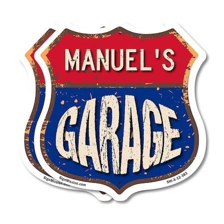 Signmission Manuel's Garage, 12 inch X 12 inch, Plastic Sign, 2PK SHI-P-2PACK-12-383-MANUEL