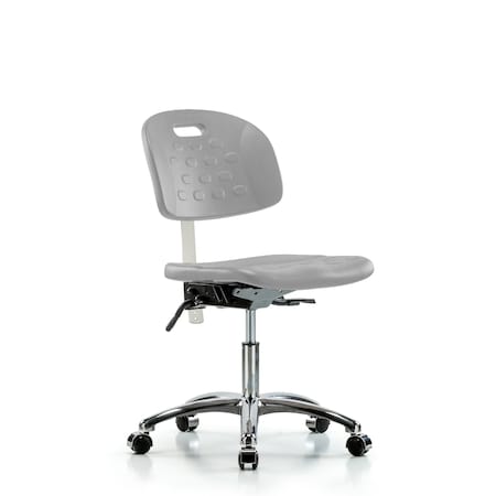 Blue Ridge Ergonomics Class 100 Polyurethane Clean Room Chair - Desk Height with Seat Tilt & Casters in Gray Polyurethane CLR-HPDHCH-CR-T1-A0-CC-GRY