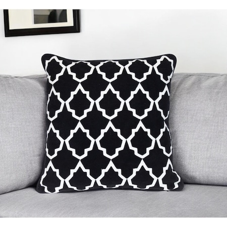 Homeroots 20" Black and White Geometric Cotton Throw Pillow 529276