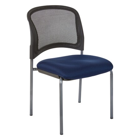 Office Star ProGrid Titanium & Black Visitors Chair, Straight Legs, Icon Blue 86724R-225