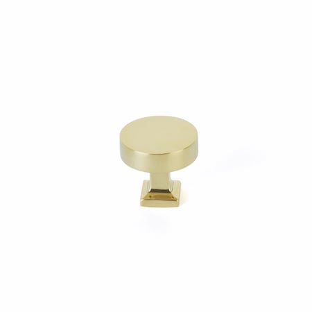 Schaub 1-1/4in Diameter Haniburton Cabinet Knob with Square Base Unlacquered Brass Finish 469-UNBR