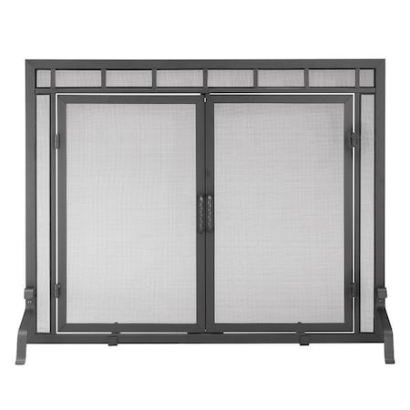 Back2Basics 39 x 31 in. Mission Style Screen Wrought Iron With Doors, Black BA2211813