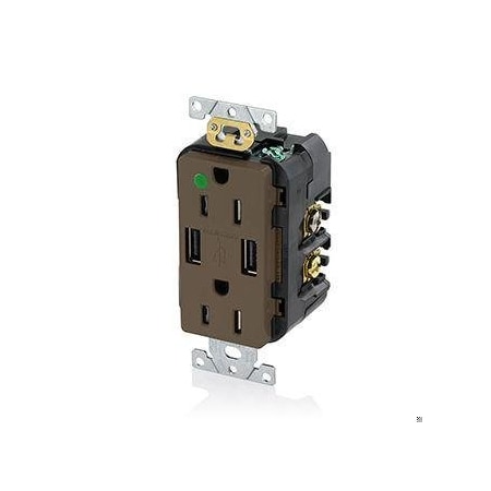 Leviton Duplex Straight Blade Receptacle, 5-15R, 15 A, 125V AC, 2 Pole, 3 Wire, Surface Mount T5632-HG