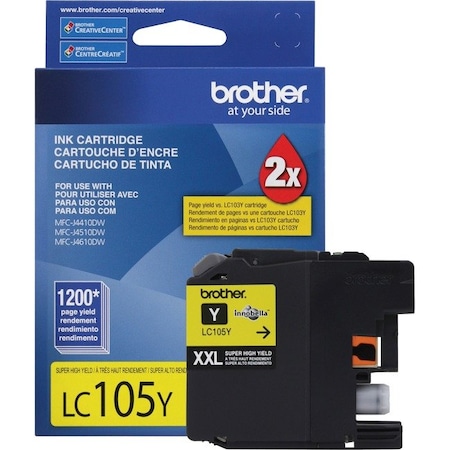 Brother Brother Innobella LC105Y Ink Cartridge - Inkjet - High Yield - 1200 Pages - Yellow - 1 Each LC105Y
