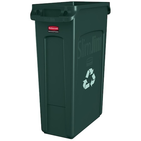 Rubbermaid Commercial 23 gal Rectangular Recycling Container, Green, Plastic FG354007GRN