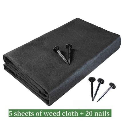Wrightmaster 3.3 ft. W x 3.3 ft. L Light Duty Non-Woven Weed Barrier Fabric with Ground Nail, 5-Pack ZOR-FANGCAOBU