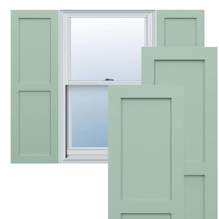 Ekena Millwork True Fit PVC Two Equal Flat Panel Shutters, Seaglass, 18W x 45H, PR TFP101FPF18X045SG