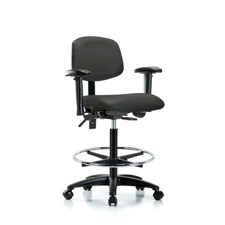 Blue Ridge Ergonomics Chair, Fab, Med Bench, Tilt AA CF Cast, Blk, 6-Way Adjustable, 26" to 35" Height, Charcoal BR-VHBCH-RG-T0-A1-CF-RC-8605