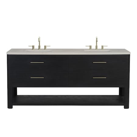 James Martin Vanities Lucian 72" Double Vanity, Carbon Oak, w/ 3 CM Siberian Silestone Top w/FreePower Wireless Charger D704-V72-CBO-FSFR