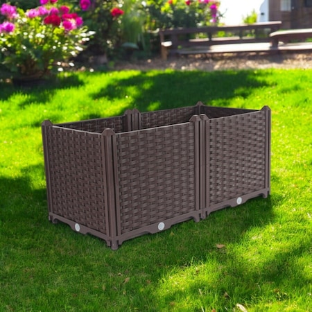 Homeroots 32" X 16" Dark Brown Heavy Duty Plastic Rectangular Self Watering Planter Box 569543