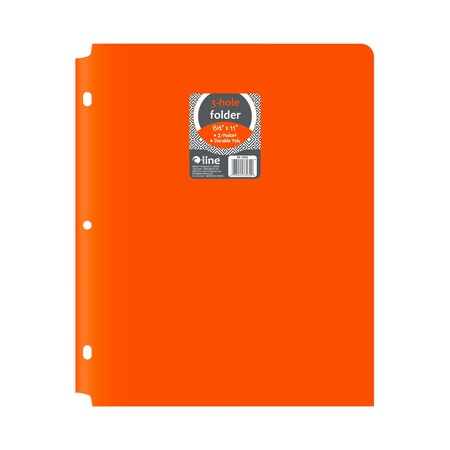C-Line Products 8-1/2" x 11" Orange Two-Pocket 3-Hole Punch Heavyweight Poly Portfolio Folder, 25EA/BX, 6BX/CT 33932-BX