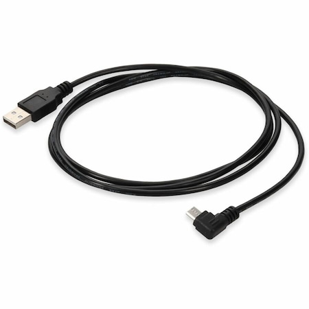 Add-On AddOn 6ft USB 2.0 (A) Male to Micro-USB 2.0 (B) Right-Angle Male Black Cable USB2MICROUSBRT6