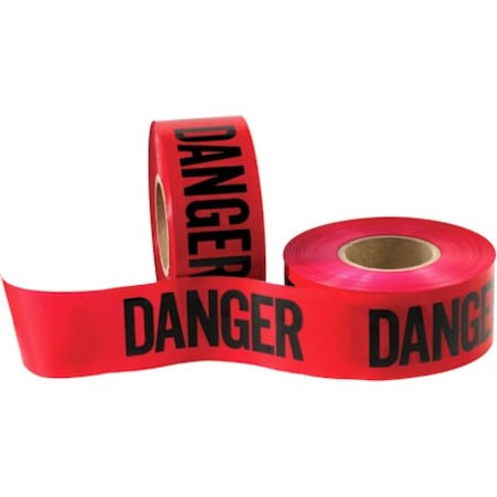 Partners Brand Barricade Tape, "Danger", 3.0 Mil, 3" x 1000', Red/Black, PK4 T968DDD