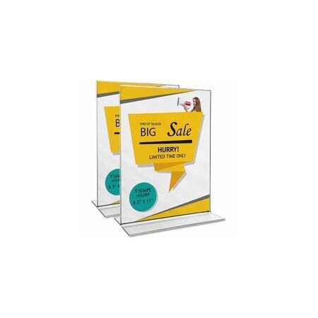 Universal Clear 2-Sided T-Style Freestanding Frame, 8 1/2 x 11, 2PK UNV76864