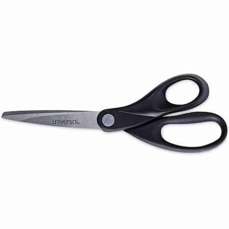 Universal Economy Scissors, 8" Length, Straight Handle, Stainless Steel, Black UNV92009***
