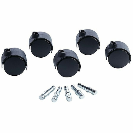 Master Caster Duet Soft-Wheel Casters, 0.44" x 0.88" Grip Ring Type B Stems, 2" Poly Wheels, Matte Black, PK5 23624