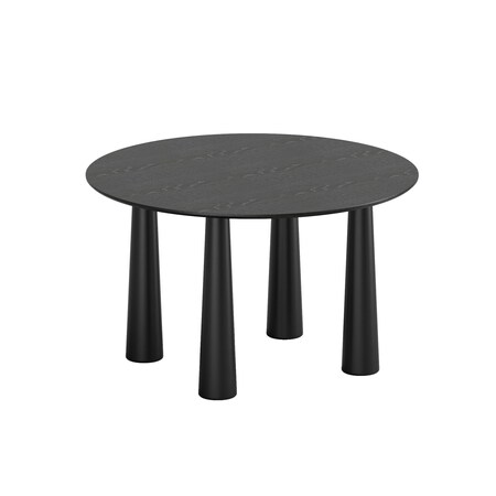 Homeroots 52" Black Solid Wood Pedestal Base Round Top Dining Table 720689