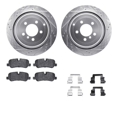 Dynamic Friction Co DFC Rotors-Drilled & Slotted-Silver w/ EURO 5000 Ceramic Brake Pads Incl Hdw 7612-11015