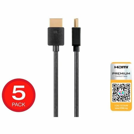 Monoprice 4K SLIM CERTIFIED PREMIUM HIGH SPEED HDMI CABLE 6FT - 18GBPS BLACK - 5 34206