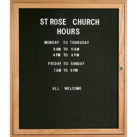 Aarco Enclosed Changeable Letter Board, BlackFelt, RedOakFrame, High Gloss Lacquer Finish, 36''Hx30''W ODC3630