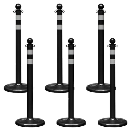 Mr. Chain Black Reflective Medium Duty Stanchion (6-Pack) 96450-6