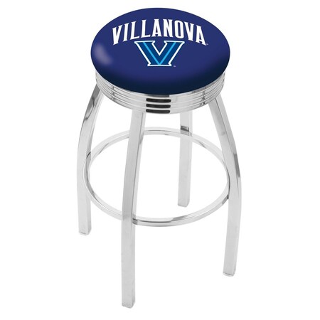 Holland Bar Stool Co 30" Chrome Villanova Swivel Bar Stool, Accent Ring L8C3C30Vilnva