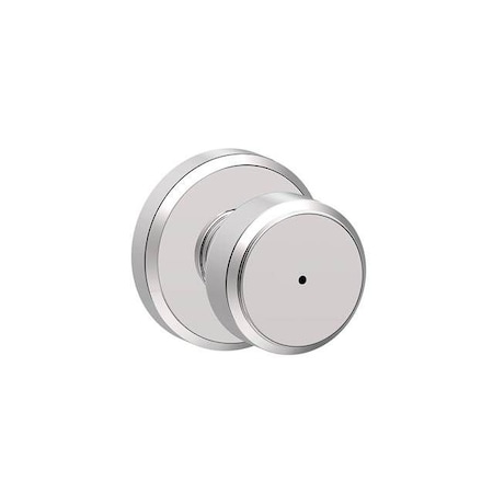 Schlage Residential Bowery Knob with Greyson Rose Privacy Lock with 16080 Latch and 10027 Strike Bright Chrome Finish F40BWE625GSN