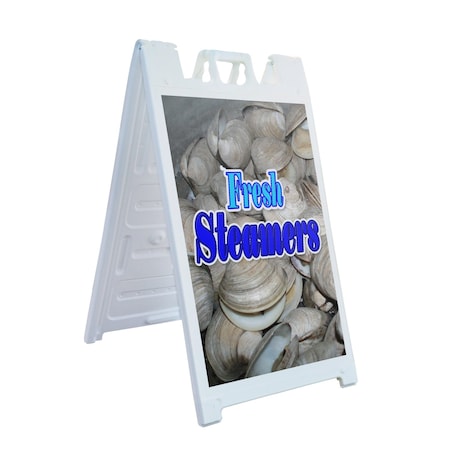 Signmission Fresh Steamers, A-Frame & 2 Decals Installed, Heavy-Duty Plastic Frame SBHD-D-2436-Fresh Steamers