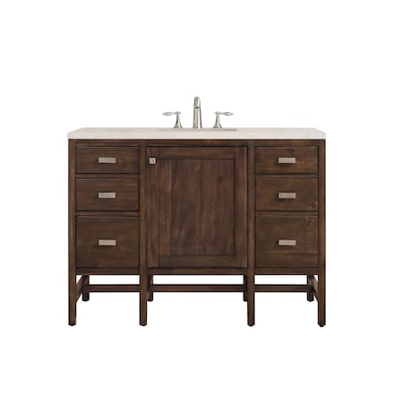 James Martin Vanities Addison 48" Single Vanity, Mid-Century Acacia, w/ 3 CM Siberian Silestone Top E444-V48-MCA-3SFR