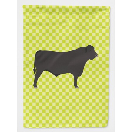 Carolines Treasures Black Angus Cow Green Flag Garden Size BB7654GF