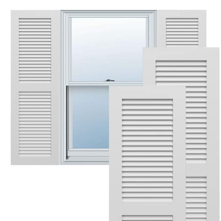 Ekena Millwork True Fit PVC Two Equal Louver Shutters, White, 12W x 44H, PR TFP101LVF12X044WH