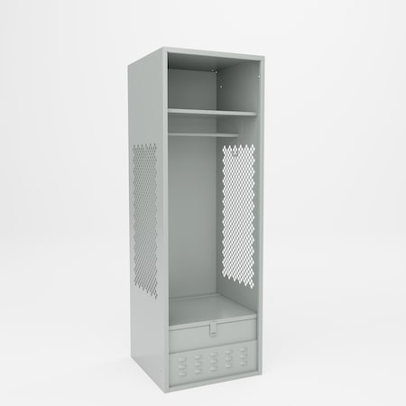 Pucel Athletic Gear Locker, 24 in W x 72 in H x 24 in D, Foot Locker, Gray GL-2472-24-F