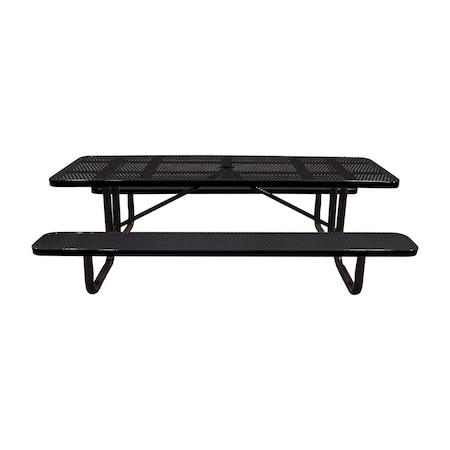 Leisure Craft 8' Standard Picnic Table, Perforated Metal, Portable, Black T8XPP-PERF-BLACK