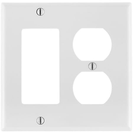 Leviton Combination Wallplate, Standard Size, Gang 2, White 80746-W