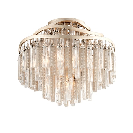 Corbett Lighting Chimera 4 Light Semi Flush 18.5 In. Tranquility Silver Leaf 176-34